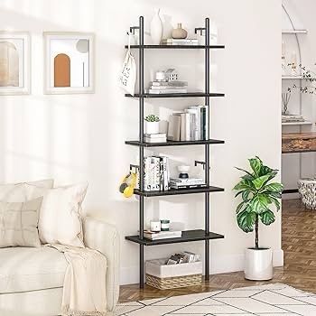 NEW SALE | Ladder Shelf 5-Tier Bookcase Rack 180CM Storage Unit with Metal Frame Floating Wall Shelf for Living Room, Office, Bedroom