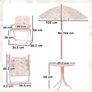 4-Piece Kids Garden Table and Chair Set with Adjustable Parasol, Folding Chairs, Table, Rainbow Pattern, Pink Image 3