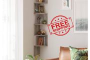 NEW SALE | Corner Shelf, Wall Shelf, 5 Tiers, Zigzag Floating Shelf, Bookcase for Kitchen, Bedroom, Living Room, Office, Rustic Brown