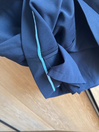 Diane Von Furstenberg navy knee length shift dress with satin detailing, size 4 (UK 8)