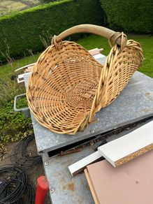 Wicker log basket. 27in long
