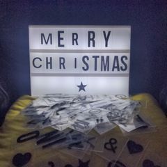 Light box and lots of letters and symbols