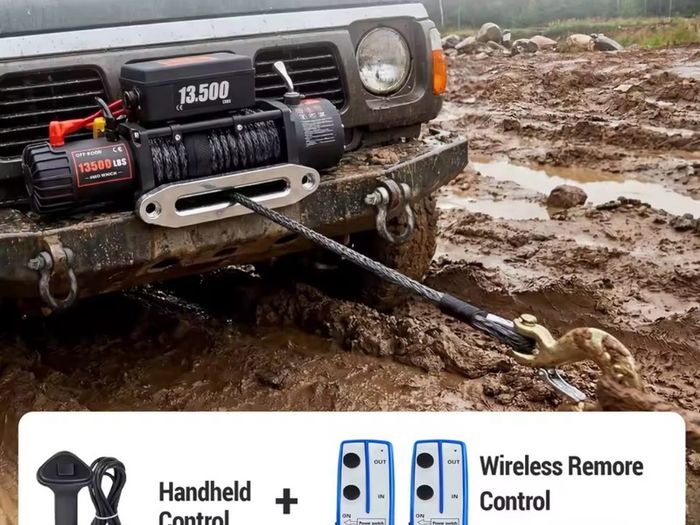 New winch recovery trailer 6 tone 13500 LBS  Wired Car Winch for ATV/UTV SUV Truck Towing Off-Road
