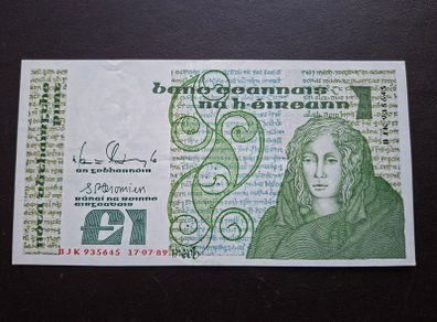 The Central Bank of Ireland. B Series One Pound (1989)