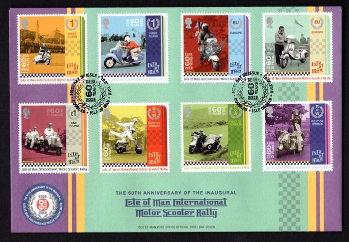 2018 Isle of Man 60th Anniversary of the First Isle of Man International Motor Scooter Rally Commemorative Stamps First Day Cover (FDC)