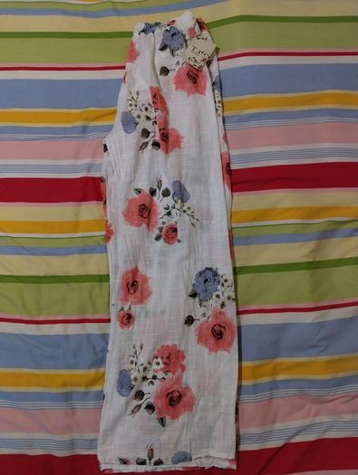 White Floral Cotton Trousers New With Tags