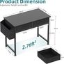 Computer Office Desk for Small Space with Fabric Drawers, Home Office Desk for Bedroom with Side Pocket and Hook 31 Inch Kids Desks, Writing Desks, Study Table and Work Table, Black Image 3