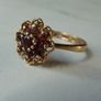 9ct Gold Garnet Cluster Flowerhead Ring, Rope Twist, Birmingham 1977, Size O, 1.96g Image 3