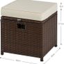 2 Pieces Outdoor Patio Ottomans, PE Rattan Foot Stool with Storage All Weather Outdoor Ottomans Footrest Seat with Removable Cushion(White) Image 8