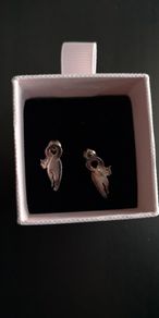 Silver cat ear rings studs