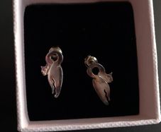 Silver cat ear rings studs