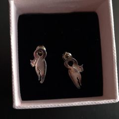 Silver cat ear rings studs