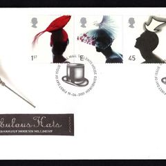 2001 Great Britain Fashion Hats Commemorative Stamps Royal Mail Addressed First Day Cover (FDC).