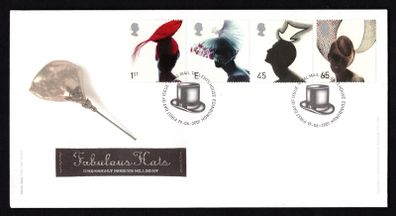 2001 Great Britain Fashion Hats Commemorative Stamps Royal Mail Addressed First Day Cover (FDC).
