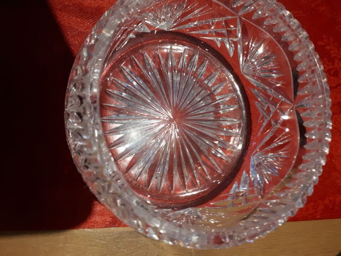 Cut glass sugar bowl