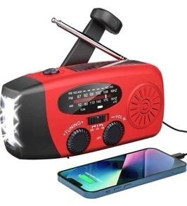 FREE SHIPPING Weather Radio,Solar Radio, Emergency Hand Crank Self Powered AM/FM Solar Weather Radio with LED Flashlight, WB Radio with Battery Backup