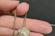 Pearl, diamond pendant and silver necklace
