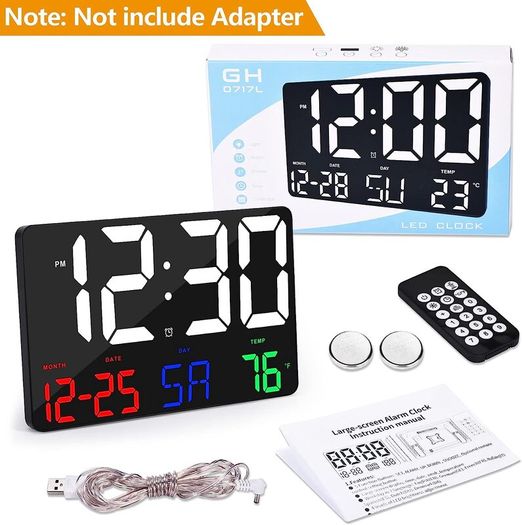 Digital Clock Large Display,11.5" Digital Calendar Alarm Clock with Wireless Remote Control