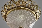 Vintage 1960s French Brass &amp; Cut Glass Statement Light