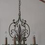 Antique French Circa 1930s Wrought Iron Chandelier with 4 Light Arms Image 4
