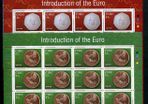 2002 Ireland Introduction of the Euro Currently Commemorative Stamp Sheetlets Plate 1A1A1A1A Mint Never Hinged (MNH)