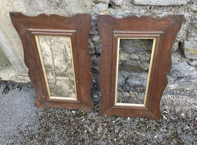 Pair of carved oak picture frames