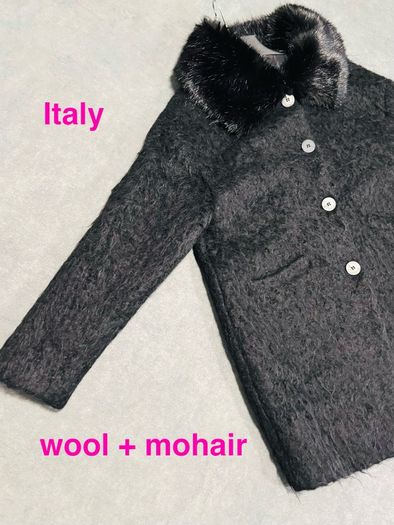 S Italy wool and mohair coat black