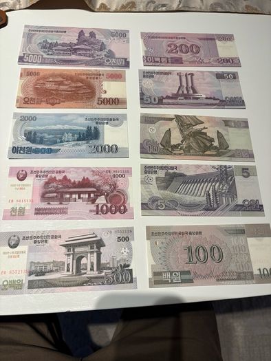 10pcs N.Korea 2002-2013 Won  UNC Banknotes Rare , Hard To Get
