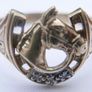 Vintage 9K Sold Gold 375 Horse Head and Horseshoe Ring Men's Signet with Diamonds, BIG SIZE 4,23g Image 8