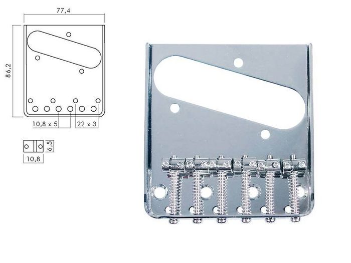 Telecaster 'Ashtray' Style Bridge, Dual String Mounting (Chrome)