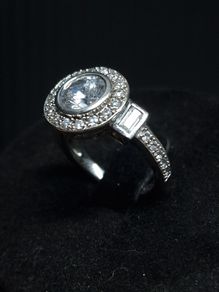 Vintage 9ct Gold White Stone Halo Ring