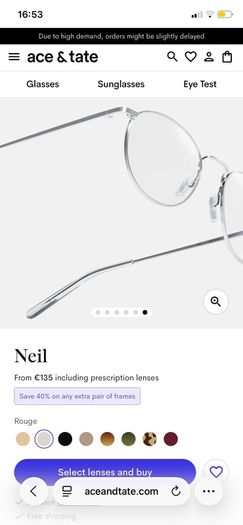 Ace & Tate Neil Satin Silver glasses and Sunglasses Clip on