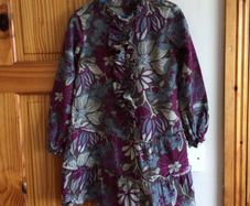 United Colors of Benetton girls grey purple pin cord long sleeve dress age 6-7 yrs