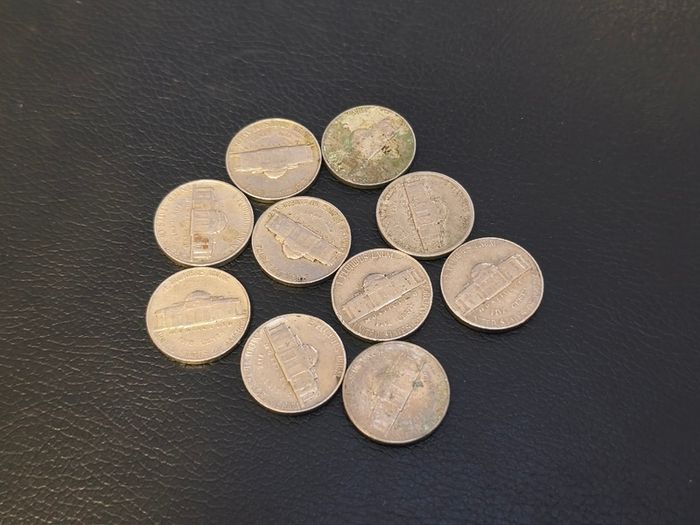 1948-1994 10 x US 5 Cent Coins Nickels Jefferson Lot