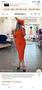 Orange Belted Peplum Bardot Dress