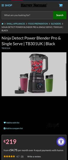 Ninja Detect Power Blender Pro & Single Serve | TB301UK | Black