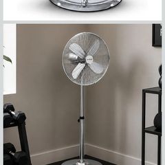 FREE POSTAGE  16" Inch 40cm Chrome Metal Pedestal 3 Speed Stand Fan Cooling