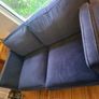 Two seater couch in navy velvet for sale Image 6