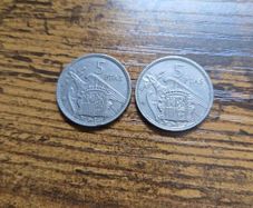 1966 5 Pesetas coins Francisco Franco