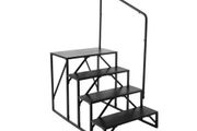 RV Steps, 4-Step RV Stairs, 440 LBS/199.6 kg Load Capacity, Thickened Carbon Steel, With Handrail, Non-Slip Steps for Safe Entry and Exit