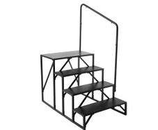 RV Steps, 4-Step RV Stairs, 440 LBS/199.6 kg Load Capacity, Thickened Carbon Steel, With Handrail, Non-Slip Steps for Safe Entry and Exit