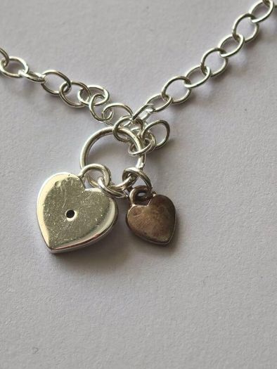 925 Stamped Silver Heart Charm Bracelet
