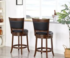 Swivel 1 Counter Height Bar Stool, Wooden Frame, Kitchen Island Stool, 24 Inch Padded Bar Stool with Backrest & Footrest