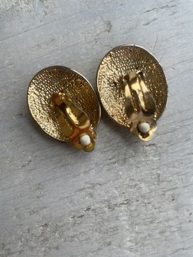 Vintage French Enamel Clip on Earrings