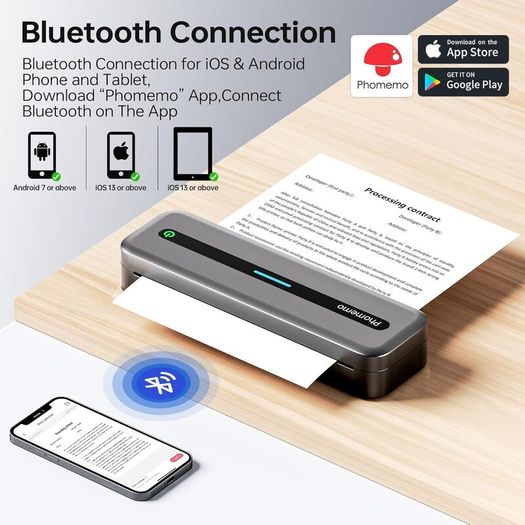 Thermal Printer Portable Mobile A4 Compact Bluetooth Phomemo M832 300dpi Label Sticker