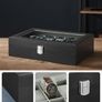 Watch Box with 12 Slots, Watch Case with Glass Lid, Watch Display Box with Removable Watch Pillows, Metal Clasp Image 2