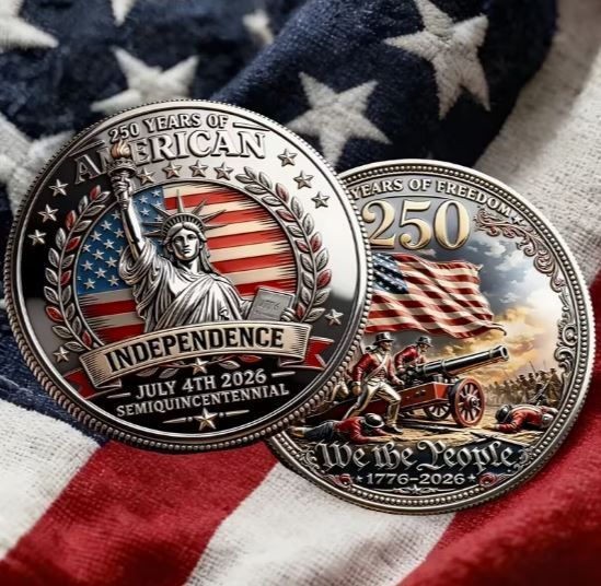 Coin for the 250th Anniversary of the United States Independence (1776-2026), new.