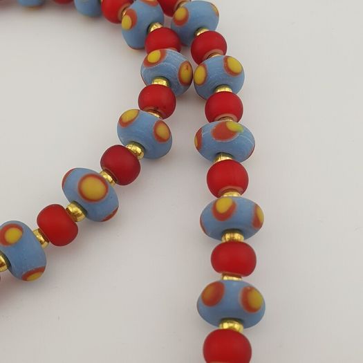 Antique Venetian Style Tiny Eyes Glass & Venetian WhiteHeart Glass Beads Necklace