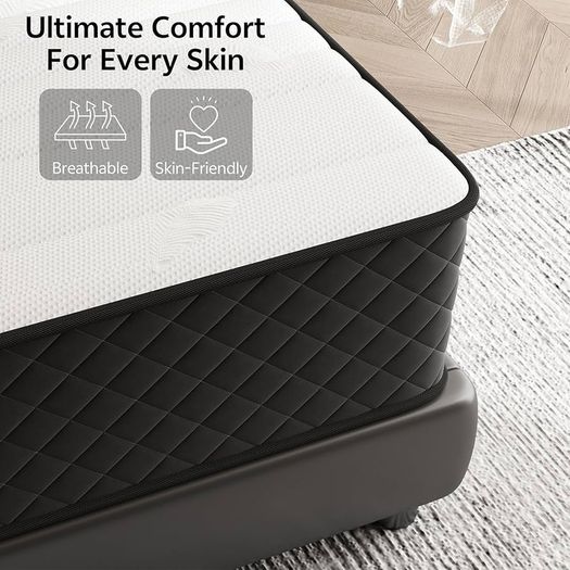Double Mattress, 10 Inch Hybrid Mattress Double with Breathable Foam and Individually Pocket Spring, Memory Foam Mattresses for Back Pain Relief, Medium Firm Mattresses in a Box, 135x190x25cm