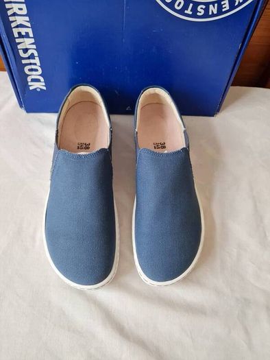 Birkingstock barrie slip ons Size 5 eu 38 blue canvas brand new boxed